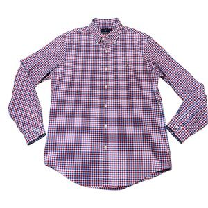 Ralph Lauren Oxford Shirt Men’s Large Cotton Classic Fit Blue Red Gingham Check